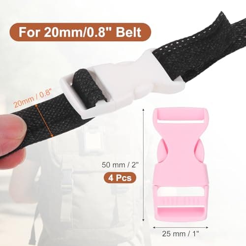 PATIKIL 4pcs Quick Side Release Buckle 0.8" Plastic Belt Clip Pink — view 2