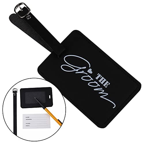 2 Pcs Mr and Mrs Luggage Tags Set, Bride and Groom Gifts, PU Leather — view 5