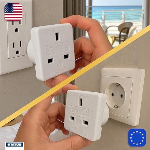 STATUS International and European Travel Adaptor Set with Storage Tube, Dual Plug Power Adapters for Worldwide and EU Socket Compatibility, White, 2 Pack (SCTA2PKX6) — view 6
