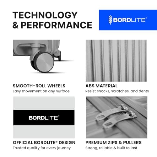 Bordlite 24 Inch Medium Suitcase (65x41x25cm) Lightweight ABS Hard Shell Checked Luggage – Durable Travel Case with 360 Spinner Wheels, Telescopic Handle & Combination Lock – Silver — view 2