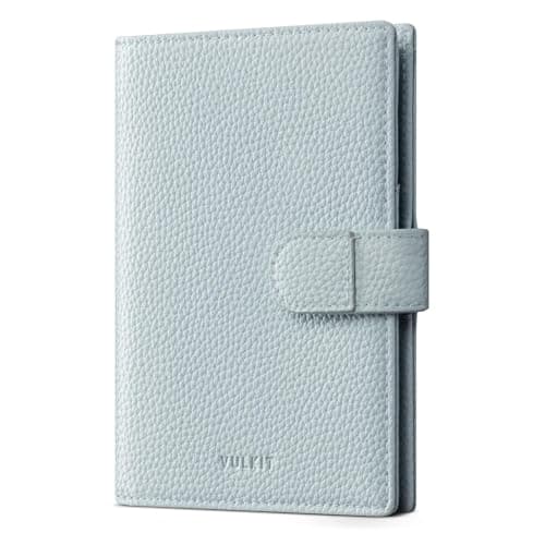 VULKIT Leather Passport Wallet for 2 Passports Slim Double Passport Holder RFID Blocking Passport Travel Wallet with ID Window for Women