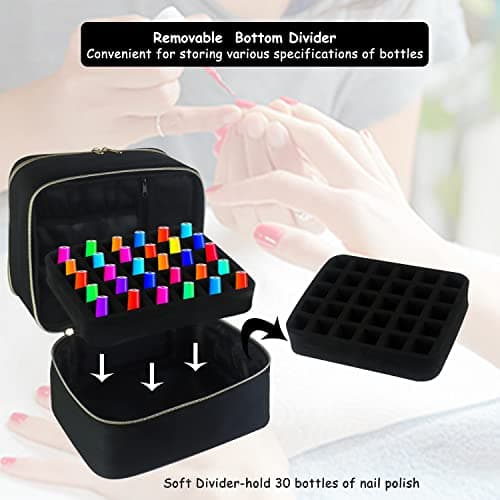 Nail Polish Organiser, Double Layer Travel Nail Storage Organiser (Black) — view 3