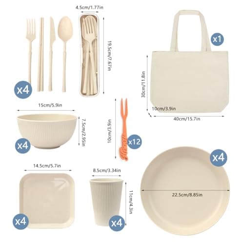ZgoEC 49pcs Camping Cutlery Set for 4 People, Unbreakable Dinner Set for 4 — view 2