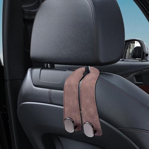Purse Hook for Car | Double Metal Universal PU Leather Organizer - Car Headrest Hook,for Travel Road Daily Driving Summer Camping Commute Picnic Vacation Business Holiday — view 3