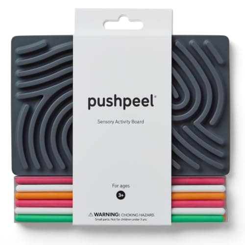 Pushpeel Sensory Activity Board: Silicone Fidget Toy for Calming, Stress, Anxiety, ADHD & Autism | Silent, No Mess | Kids 3+ & Adults | Includes Portable Travel Bag & 11 Strings (Granite)