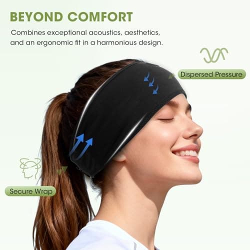 LC-dolida Sleep Headphones Headband Sleeping Headphones, Ultra Soft Bamboo Fibe Bed Headphones with HiFi Speakers Lightweight Sleep Music Headband for Travel/Meditation/Yoga/Audio books — view 3