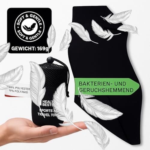 Health & Fit Premium Fitness Towel with Magnet & Zip Pocket - Microfibre Sports Towel, Quick-Drying & Compact, Ideal for Gym & Training (Grey) — view 5