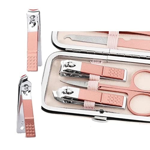 aRKé Manicure Set Nail Clippers Cutter Tweezers Eyebrow Scissors Professional Rose Gold Stainless Steel Manicure and Pedicure Tools Travel Size Nail Grooming Kit with Case for Women — view 2