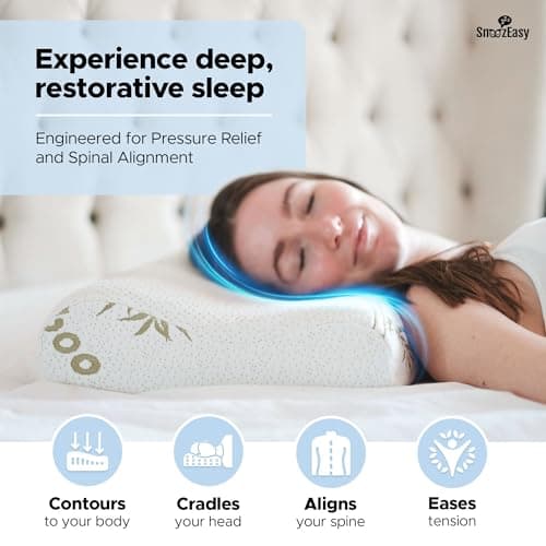 SnoozEasy™ Memory Foam Pillow for Neck & Shoulder Pain Relief | Orthopedic Cervical Pillow with Contoured Neck Support | Cooling Bed Pillow for Side & Back Sleepers | UK Brand — view 2