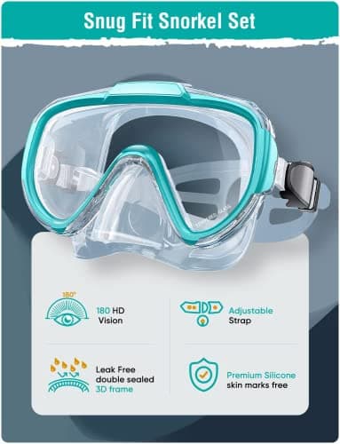 Lealinga Snorkel Set Adult Kid Panoramic View Snorkel Mask with Travel Bag — view 2