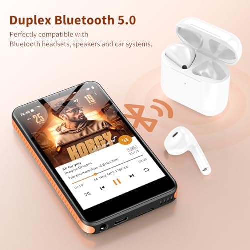 Fanvace 32GB MP3 Players with Bluetooth WiFi, Android 13 MP3 MP4 Players with 4" Touchscreen and Speaker, Spotify Music Player with Audible, Amazon Music, Play Store (Orange) (32GB-Orange) — view 5