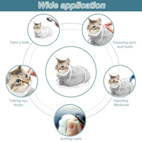 ZKFSIE Cat Bath Bag & Nail Clipper Set – Adjustable, Breathable Mesh Wash Bag for Stress-Free Bathing, Nail Trimming & Grooming | Scratch-Resistant, Secure Fit for Cats & Kittens — view 6