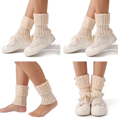 Gissroys Portable Short Leg Warmers Knitted Warm Knitted Foot Protectors Compact Design for Travel Commuting and Work Women's Socks — view 2