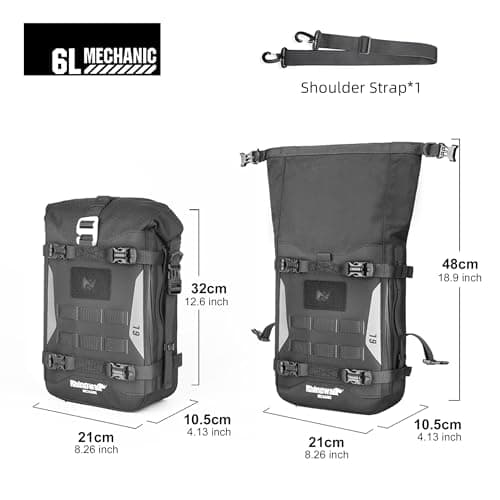 Rhinowalk Motorcycle Crash Bar Bag Waterproof Motorcycle Saddle Bag Side Bag 6L (Expandable to 7L) Black Leaf Pattern — view 2