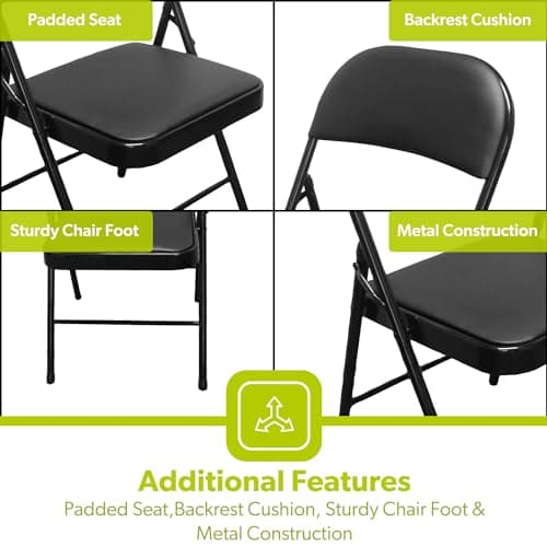 Royalford Heavy Duty Pack of 6 Folding Padded Chair with 6ft Heavy Duty Folding Table - Portable & Compact Foldable Table - Outdoor & Indoor Home Office Dining — view 5