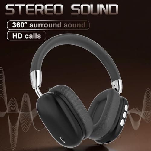 B36 Wireless Over-Ear Headphones, Bluetooth,Foldable and portable , Premium Mesh Fabric, Silver Metal Accents Suitable for travel, learning, sports, listening to music and other scenarios (黑色) — view 6