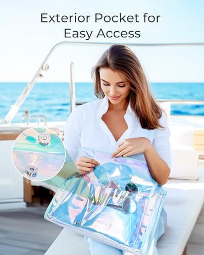 bagsmart 25L Large Beach Bag for Women with Phone Pouch, Waterproof Clear Tote Bag for Pool, Travel and Vacation — view 5