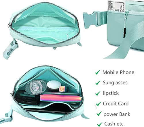 Belt Bag Waist Pack Bum Bag Crossbody Fanny Pack for Women and Men with Adjustable Strap Small Waist Pouch for Travel Workout Running Hiking(Mint Green) — view 4