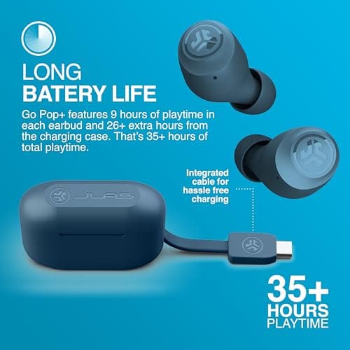 JLab Go Air Pop+ True Wireless Earbuds with Mic - Bluetooth, Navy — view 6