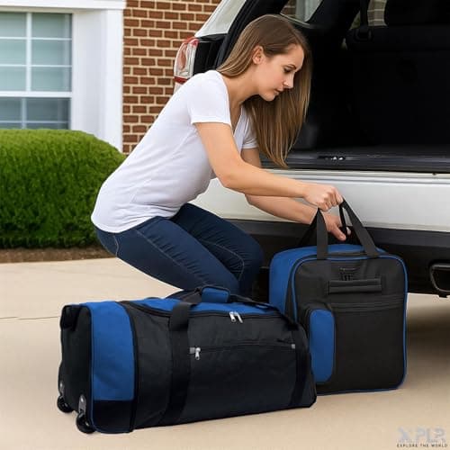 XPLR Foldaway Holdall with Wheels – Lightweight 80L Travel Bag with Durable Wheels, Pull Handle & Shoulder Strap – Foldable Luggage for Gym, Hiking, Camping, Holidays & Travel – Compact & Spacious — view 5