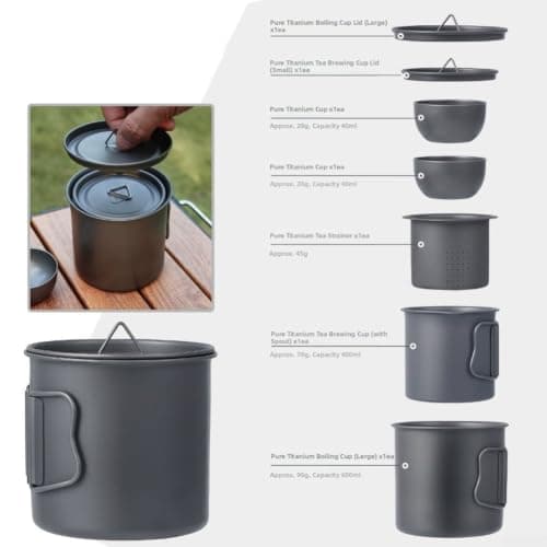 Lightweight Pure Titanium Tea Set for Camping Hiking(Coffee Pot) — view 4