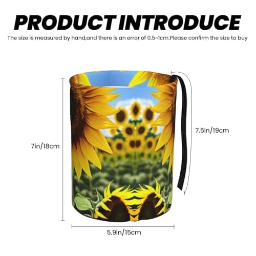MDATT Yellow Sunflower Car Trash Can Leak-Proof Organizer For Long Road Trips And Family Vacations — view 3