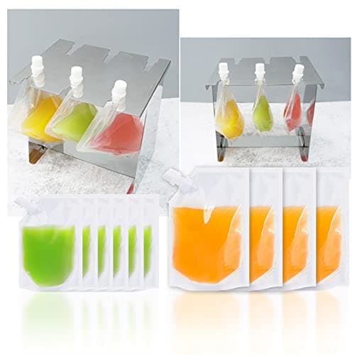 TSHAOUN 20 Pack Drink Pouches for Festivals,Reusable Plastic Hip Flask， Concealable Drink Pouches for Travel Camping Picnic Party 250ml, 350ml,420ml, 500ml — view 6