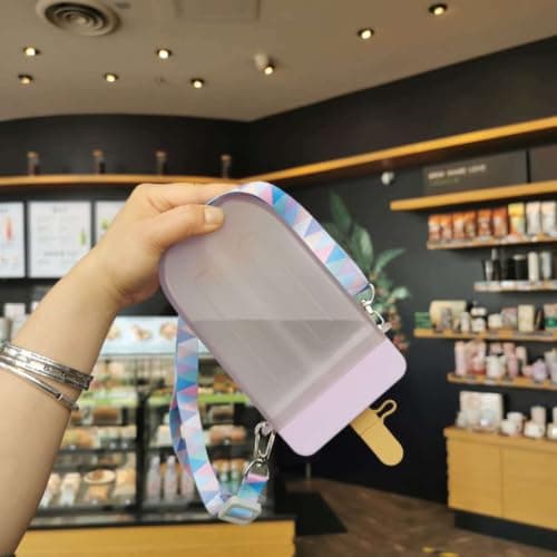 Cute Water Bottle with Straw Hiking Activity City Tour Purple One Size — view 6