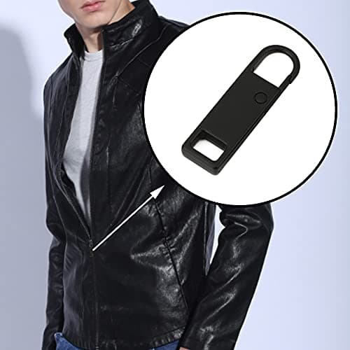 Zipper pull replacement parts,10 Pcs Black Zipper Pull Tabs Metal Replacement Zip Fixers Spring-Loaded Zipper Pulls for Clothes Suitcase Backpack DIY Craft — view 6