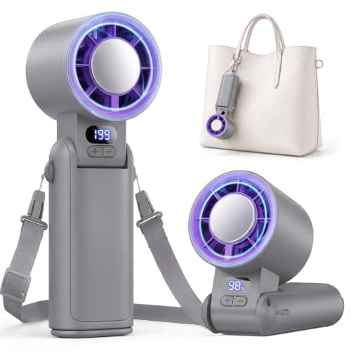 Deyhoc Handheld Fan Rechargeable with LED Display & Clip, 1-199 Speed