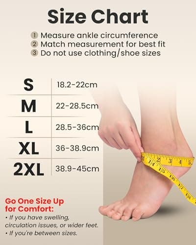 KEMFORD Ankle Support Compression Sleeve – Plantar Fasciitis & Achilles Tendonitis Relief Stockings for Foot Pain & Swelling – 1 Pair, Beige, L — view 2
