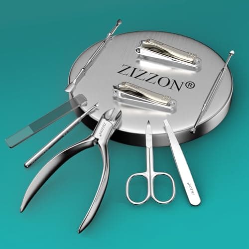 ZIZZON Manicure Set Professional Stainless Steel Toenail and Fingernail Clippers Set 9 in1 Pedicure and Grooming kit with PU Leather Case (Orange) — view 6