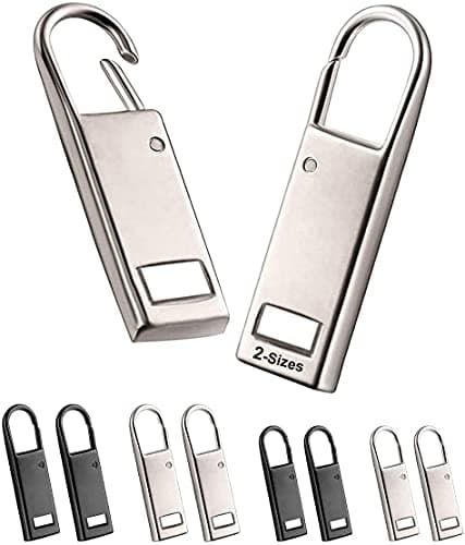 Enjoy Zipper Pull Tab Replacement Metal Zipper Handle Mend Fixer for Shoes Luggage Suitcases Bag Jacket - 8 PCS (Black Silver)