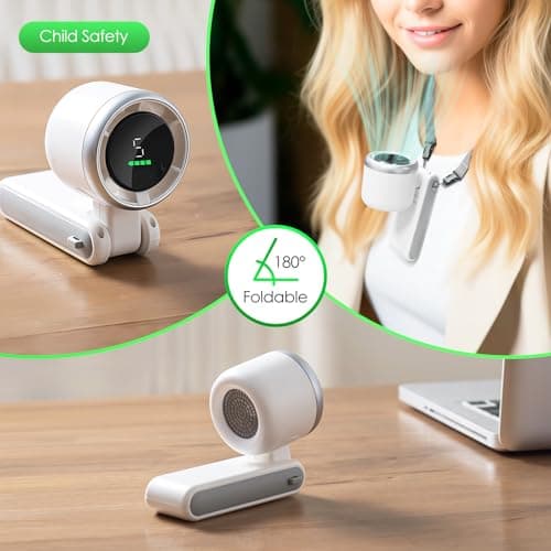 Portable Handheld Mini Turbo Fan, USB Rechargeable Travel Neck Fan with 5 Speeds, 3600mAh Battery & 15000RPM Speed, Up to 12 Working Hours, 3 IN 1 Foldable Personal Cooling Fan for Travel/Home/Office — view 6