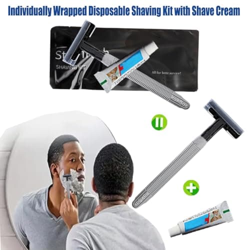 12Pack Luxury Individually Wrapped Travel Twin Blade Disposable Razors Kit with Shave Cream; Clean and Hygienic; Sensitive Skin Guest Shaving Razor for Hotel, Salon,Spa,Home Care and Travel — view 3