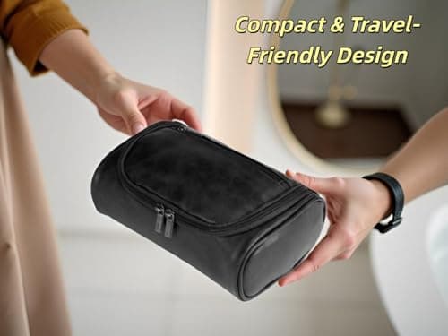 Personalized Small Toiletry Bag for Men,Minimalist Travel Toiletry Organizer Dopp Kit Water-Resistant Shaving Bag for Toiletries Accessories,Door Room Essentials,Ideal Chrismas Gifts for Men — view 3