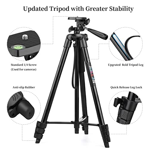 JOILCAN Phone Tripod, 63'' Tripod for iPhone with Wireless Remote Shutter — view 3