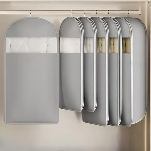Science Compression Zipper Hanging Garment Bag（Large） - Waterproof Dustproof Moth Proof Storage Organizer for Winter Coats & Down Jackets, Save Space for Travel & Home（Gray）