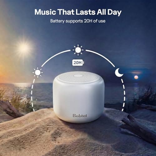 Bobtot Portable Bluetooth Speakers with Strap Mini Speaker, White — view 5