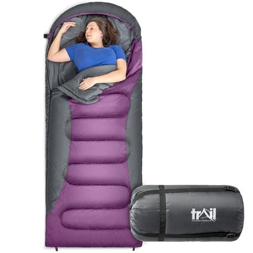 Trail Alpine 400 XL Sleeping Bag with Hood, 230cm x 100cm, Purple