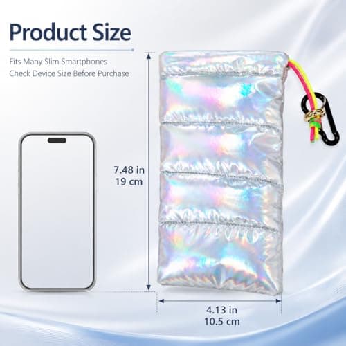 PHX Grove Iridescent Silver Thermal Phone Pouch, 7.48 x 4.13 Inch — view 2