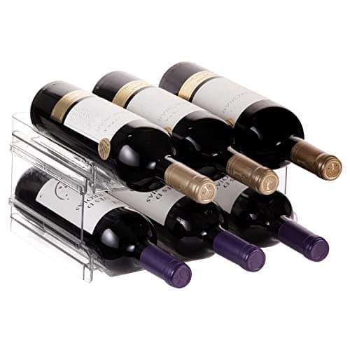 Lifewit 2 Tier Stackable Water Bottle Storage Organiser for Cupboard, Plastic Wine Racks Holds 6 Drinks Bottle up to 3.8" Diameter for Kitchen/Fridge/Cabinet, 28 x 19 x 15 cm/11 x 7.5 x 5.7 inches