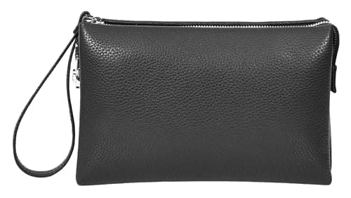 Mens Real Leather Wrist Bag Lockable Clutch Organiser Travel Pouch Thames Black — view 3