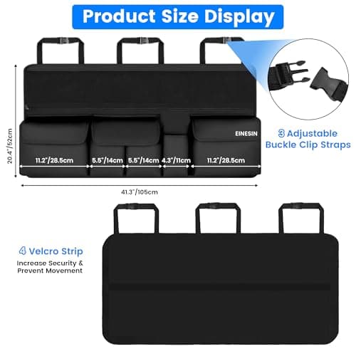 Einesin Car Boot Organiser - Super Capacity Enlarged 9 Pockets, Multi-Pocket Children's Travel Storage with Enhanced Magic-Stick, Car Boot Bag — view 2