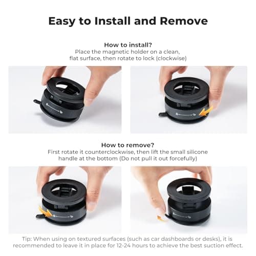 K&F CONCEPT Magnetic Phone Holder for Car, Suction Phone Mount, Black — view 4
