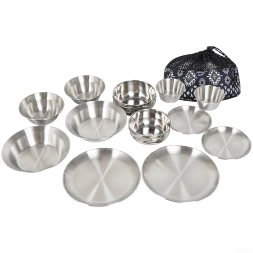 Camping Mess Kit 12 Piece Stainless Steel With Carry Bag
