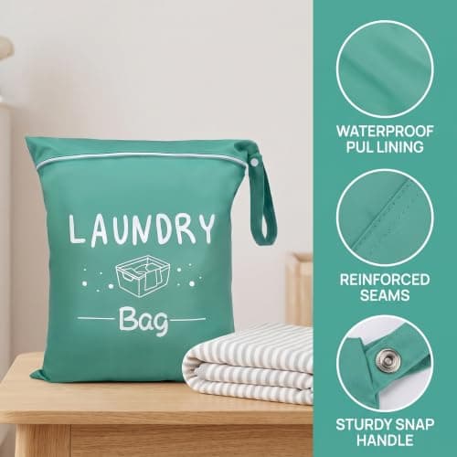 4 Pcs Travel Laundry Bag, Waterproof Bag with Metal Zipper and Handle Reusable Washing Bags have 4 colors Laundry Travel Bags for Caravan Gym Camping Dorm Swimming Pool (48×38×0.5cm) — view 3