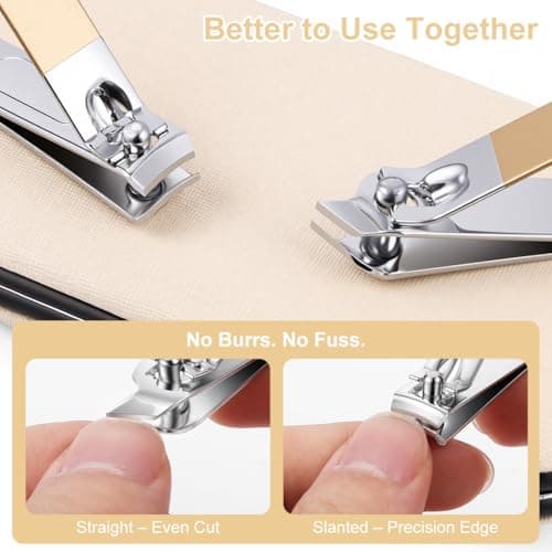 ALIIP Nail Clippers 12-Piece Manicure Set, Rose Gold Nail Clipper Kit with Premium Leather Case, Professional Nail Grooming Set with Cuticle Nipper, Portable Travel Nail Care Kit for Women — view 3