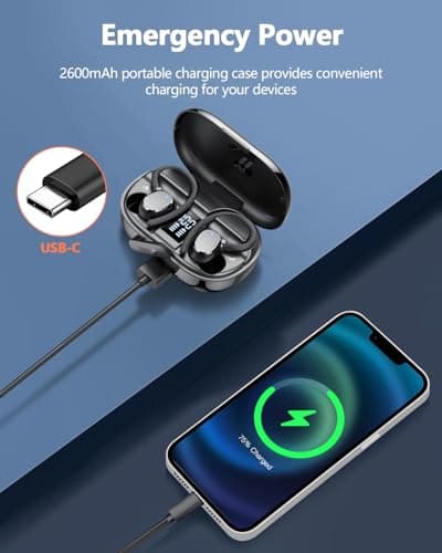 Wireless Earbuds, Bluetooth 5.4 Headphones with 4 ENC Noise Canceling Mic, 128H Stereo Dual LED Display Ear Buds, Bluetooth Earphones with Earhooks, IP7 Waterproof Wireless Headphones for Running — view 6