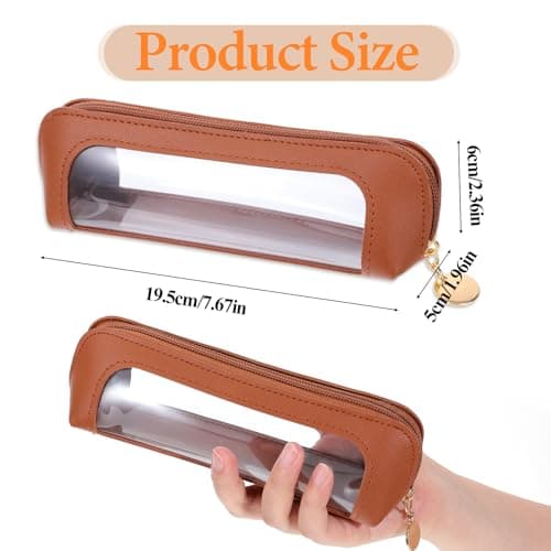 Clear Makeup Pouch, PU Leather Small Makeup Brush Bag — view 2